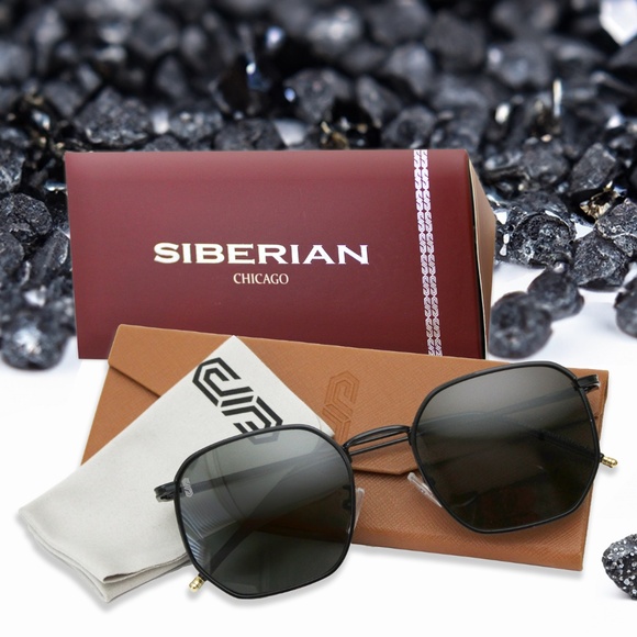 🇺🇸SIBERIAN 100% Real Glass Hexagonal BLACK Sunglasses Standard 52mm Men/Women - Picture 14 of 14